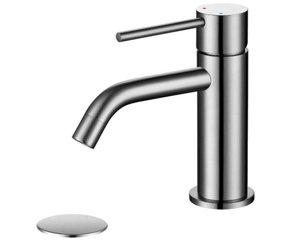 Brushed Nickel Faucet, Single Handle Bathroom Faucet for Sink 1 Hole, Lavatory Vanity Tap