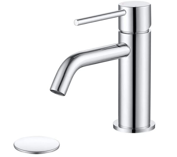 Stainless Steel Faucet, Single Handle Bathroom Faucet for Sink 1 Hole, Lavatory Vanity Tap