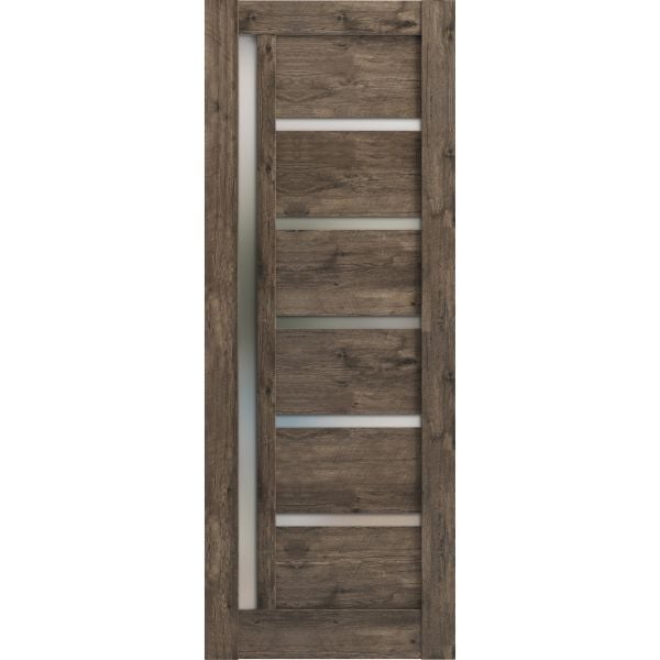 Slab Barn Door Panel | Quadro 4088 Cognac Oak with Frosted Glass | Sturdy Finished Doors | Pocket Closet Sliding