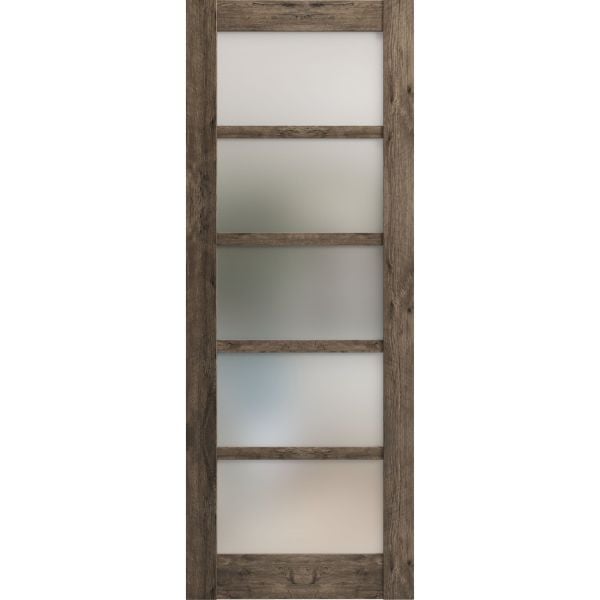 Slab Barn Door Panel | Quadro 4002 Cognac Oak with Frosted Glass | Sturdy Finished Doors | Pocket Closet Sliding