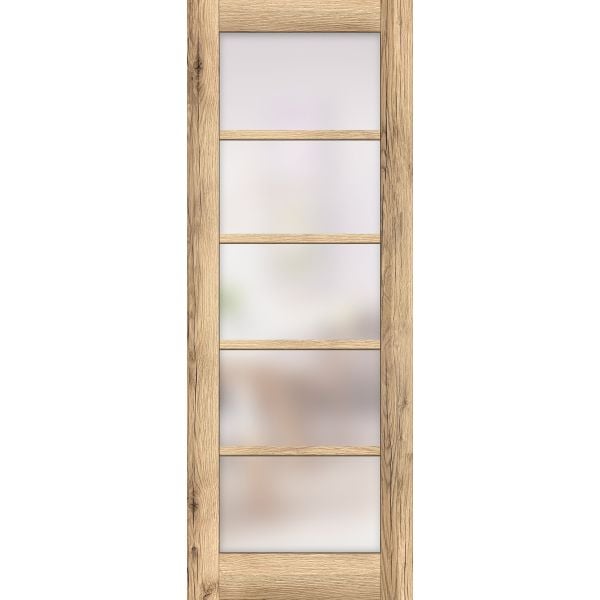 Slab Barn Door Panel Frosted Glass | Quadro 4002 Oak | Sturdy Finished Doors | Pocket Closet Sliding