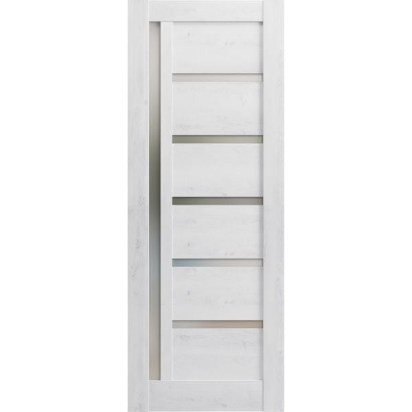 Slab Barn Door Panel | Quadro 4088 Nordic White with Frosted Glass | Sturdy Finished Doors | Pocket Closet Sliding
