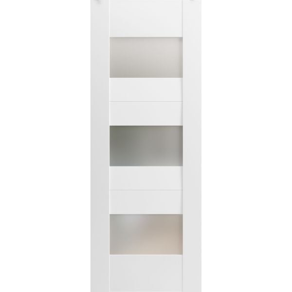 Slab Door Panel / Sete 6003 White Silk with Frosted Glass / Modern Finished Doors / Pocket Closet Sliding Barn