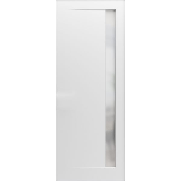 Slab Barn Door Panel | Planum 0660 Painted White with Frosted Glass | Sturdy Finished Flush Modern Doors | Pocket Closet Sliding
