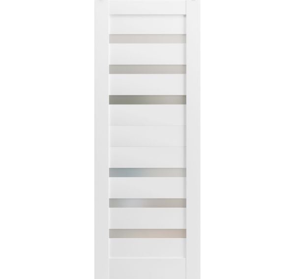Slab Barn Door Panel | Quadro 4266 White Silk with Frosted Glass | Sturdy Finished Doors | Pocket Closet Sliding