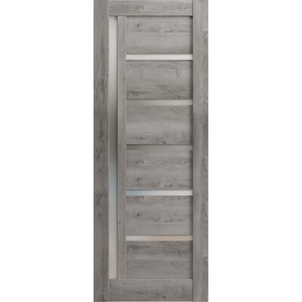 Slab Barn Door Panel | Quadro 4088 Nebraska Grey with Frosted Glass | Sturdy Finished Doors | Pocket Closet Sliding