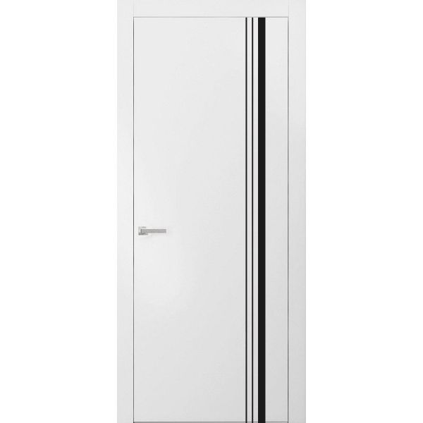 Modern Solid Interior Door with Handle | Planum 0011 White Silk | Single Regural Panel Frame Trims | Bathroom Bedroom Sturdy Doors