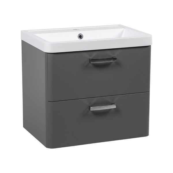 Modern Wall-Mounted Bathroom Vanity with Washbasin | Fiona Gray Matte Collection | Non-Toxic Fire-Resistant MDF