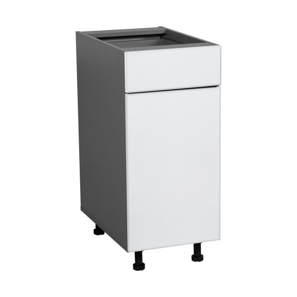 15" Base Cabinet Single Door Single Drawer with White Gloss door