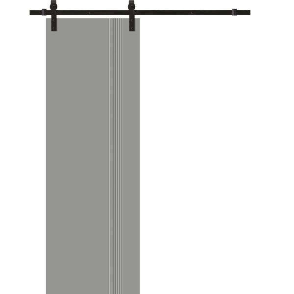 Modern Barn Door 36 x 80 inches | BASIC 0111 Dove Grey | 6.6FT Rail Track Heavy Hardware Set | Solid Panel Interior Doors