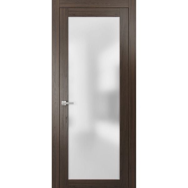 Planum 2102 Interior Modern Flush Solid Pre-hung Door Chocolate Ash with Trims Frame Lever