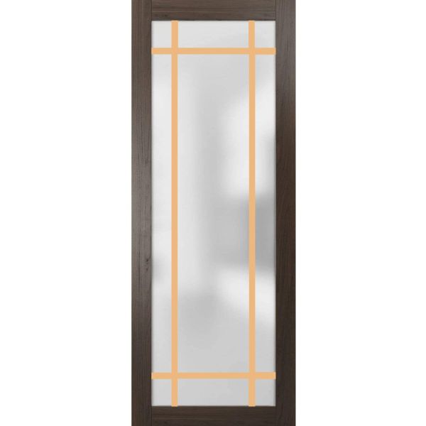 Slab Barn Door Panel | Planum 2113 Chocolate Ash with Frosted Glass | Sturdy Finished Doors | Pocket Closet Sliding