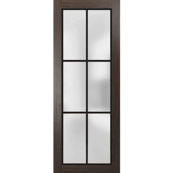 Slab Barn Door Panel | Planum 2122 Chocolate Ash with Frosted Glass | Sturdy Finished Doors | Pocket Closet Sliding