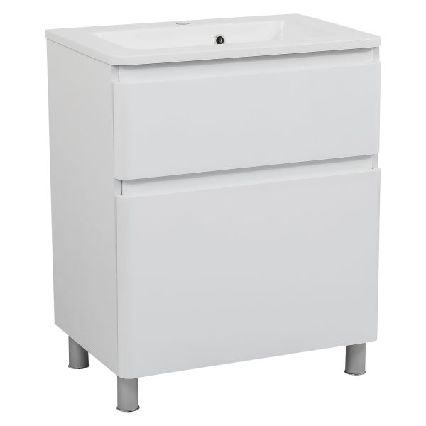 Modern Free Standing Bathroom Vanity with Washbasin | Comfort White High Gloss Collection | Non-Toxic Fire-Resistant MDF-32"