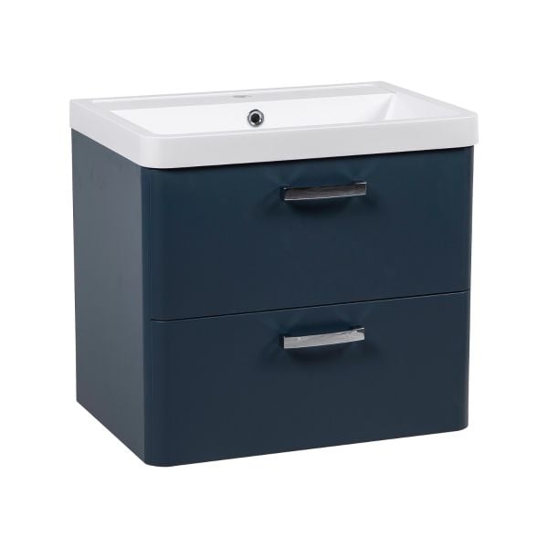 Modern Wall-Mounted Bathroom Vanity with Washbasin | Fiona Blue Matte Collection | Non-Toxic Fire-Resistant MDF