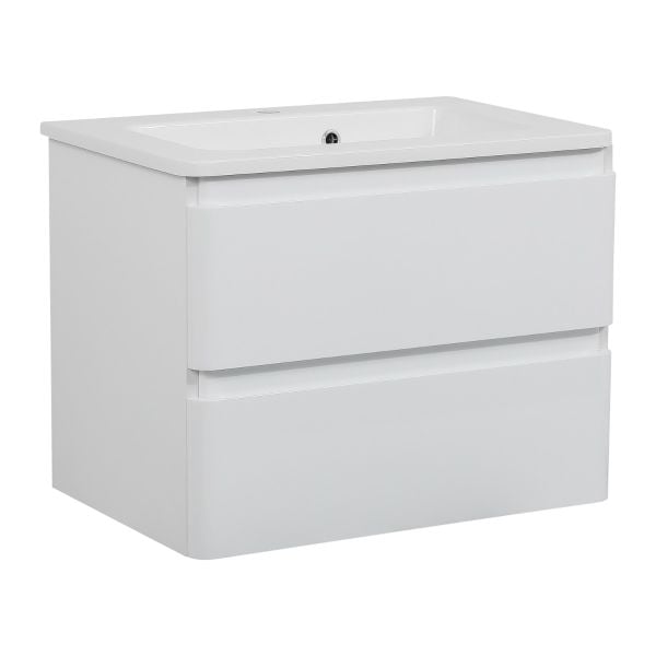 Modern Wall-Mounted Bathroom Vanity with Washbasin | Comfort White High Gloss Collection | Non-Toxic Fire-Resistant MDF