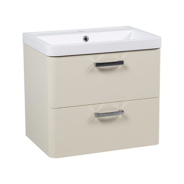 Modern Wall-Mounted Bathroom Vanity with Washbasin | Fiona Beige Matte Collection | Non-Toxic Fire-Resistant MDF