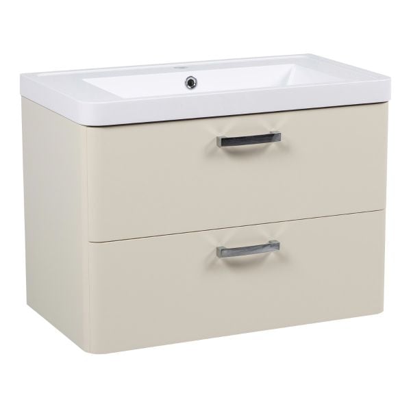 Modern Wall-Mounted Bathroom Vanity with Washbasin | Fiona Beige Matte Collection | Non-Toxic Fire-Resistant MDF-30"