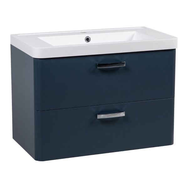 Modern Wall-Mounted Bathroom Vanity with Washbasin | Fiona Blue Matte Collection | Non-Toxic Fire-Resistant MDF-30"