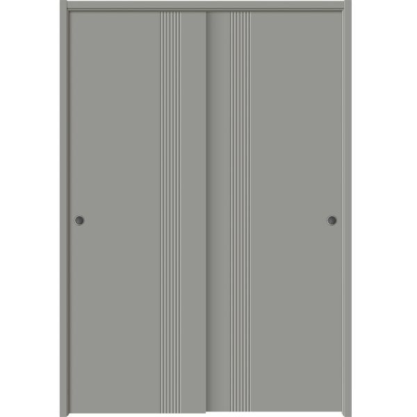 Sliding Closet Bypass Doors 64 x 80 inches | BASIC 0111 Dove Grey | Rails Hardware Set | Wood Solid Bedroom Wardrobe Doors