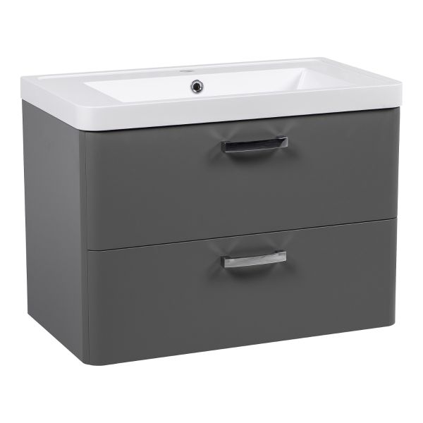 Modern Wall-Mounted Bathroom Vanity with Washbasin | Fiona Gray Matte Collection | Non-Toxic Fire-Resistant MDF-30"