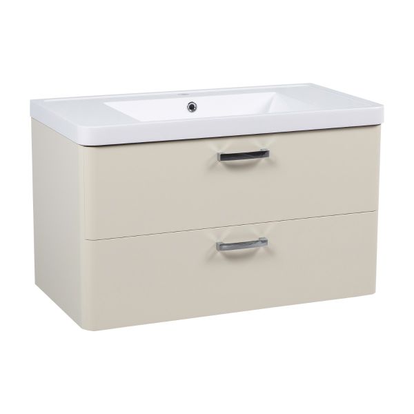 Modern Wall-Mounted Bathroom Vanity with Washbasin | Fiona Beige Matte Collection | Non-Toxic Fire-Resistant MDF-36"