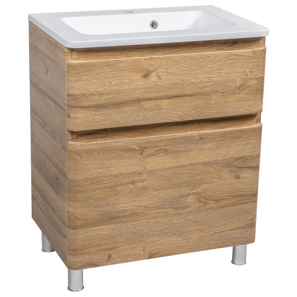 Modern Free Standing Bathroom Vanity with Washbasin | Comfort Teak Natural Collection | Non-Toxic Fire-Resistant MDF-32"