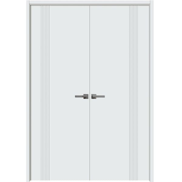 Interior Solid French Double Doors 84 x 80 inches | BASIC 0111 Arctic White | Wood Interior Solid Panel Frame | Closet Bedroom Modern Doors