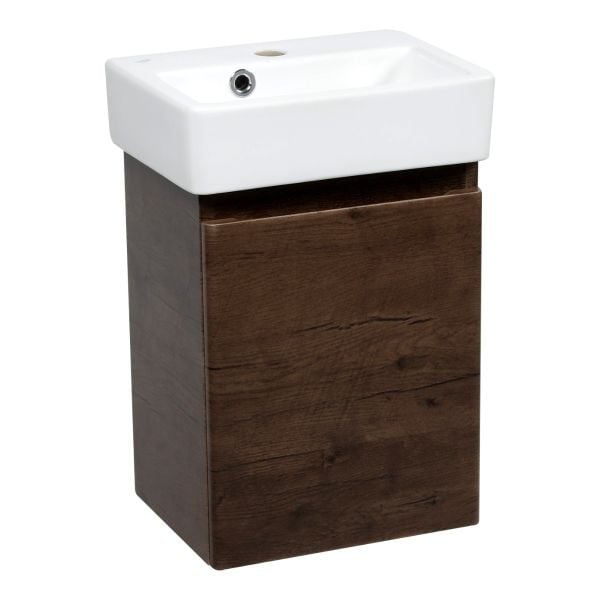 Modern Wall-Mounted Bathroom MINI-Vanity with Washbasin | Comfort Rosewood Collection | Non-Toxic Fire-Resistant MDF
