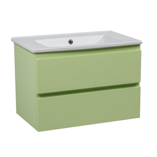 Modern Wall-Mount Bathroom Vanity with Washbasin | Edison Pistachio  Collection | Non-Toxic Fire-Resistant MDF