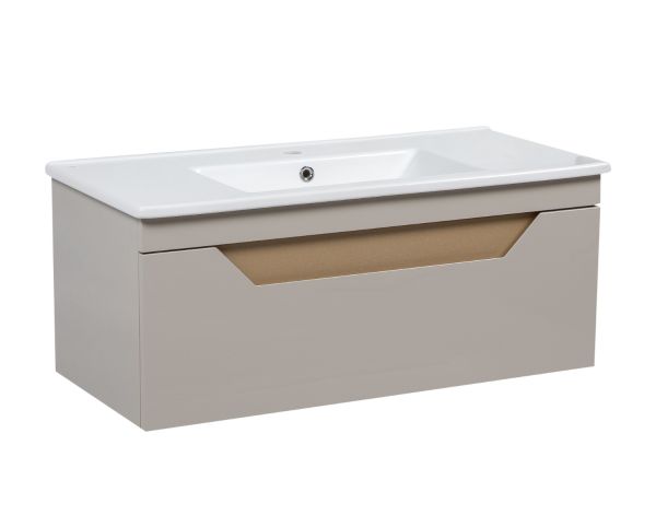 Modern Wall-Mount Bathroom Vanity with Washbasin | Troy Mocha  Collection | Non-Toxic Fire-Resistant MDF-40"