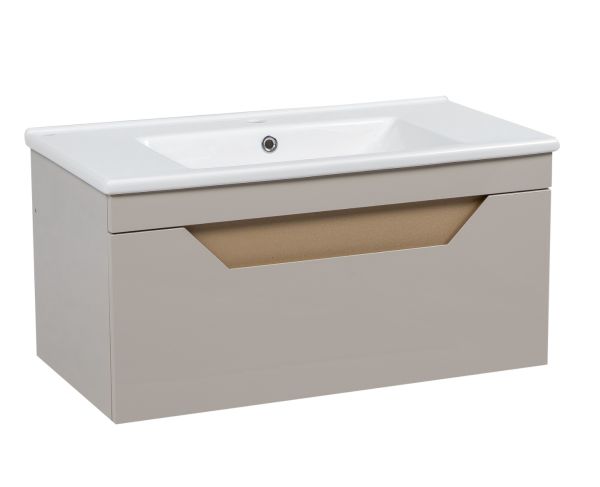 Modern Wall-Mount Bathroom Vanity with Washbasin | Troy Mocha  Collection | Non-Toxic Fire-Resistant MDF-34"