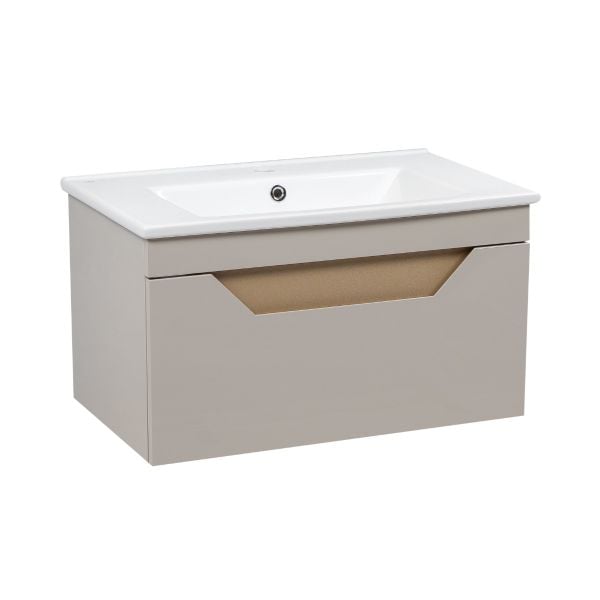 Modern Wall-Mount Bathroom Vanity with Washbasin | Troy Mocha  Collection | Non-Toxic Fire-Resistant MDF
