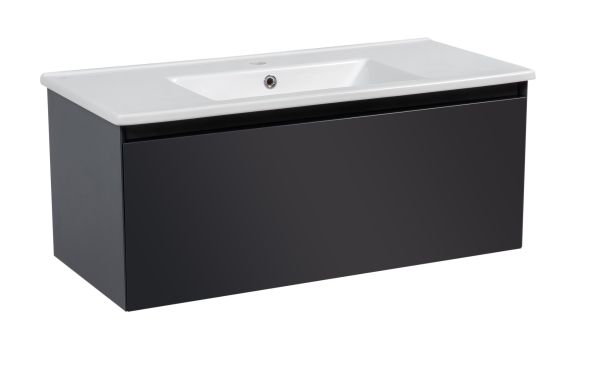 Modern Wall-Mount Bathroom Vanity with Washbasin | Magic Antracit Gloss Collection | Non-Toxic Fire-Resistant MDF-40"