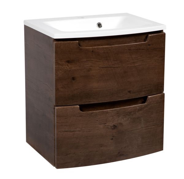 Modern Wall-Mount Bathroom Vanity with Washbasin | Delux Rosewood Collection | Non-Toxic Fire-Resistant MDF-26,5"