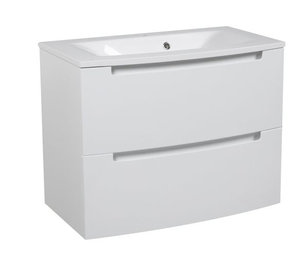 Modern Wall-Mount Bathroom Vanity with Washbasin | Delux White Hight Gloss Collection | Non-Toxic Fire-Resistant MDF-40"