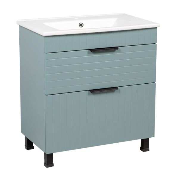 Modern Free Standing Bathroom Vanity with White Washbasin | Trevi Light Green Collection | Non-Toxic Fire-Resistant MDF-30"