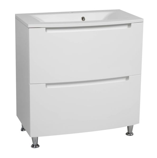 Modern Free standing Bathroom Vanity with Washbasin | Delux White Hight Gloss Collection | Non-Toxic Fire-Resistant MDF-40"