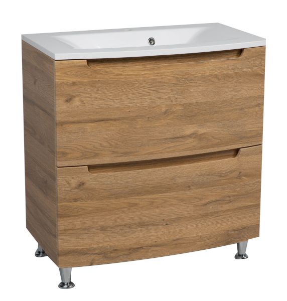 Modern Free standing Bathroom Vanity with Washbasin | Delux Teak Natural Collection | Non-Toxic Fire-Resistant MDF-26,5"