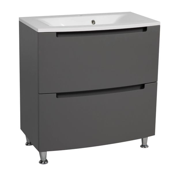 Modern Free Standing Bathroom Vanity with Washbasin | Delux Gray Matte Collection | Non-Toxic Fire-Resistant MDF-22,5"