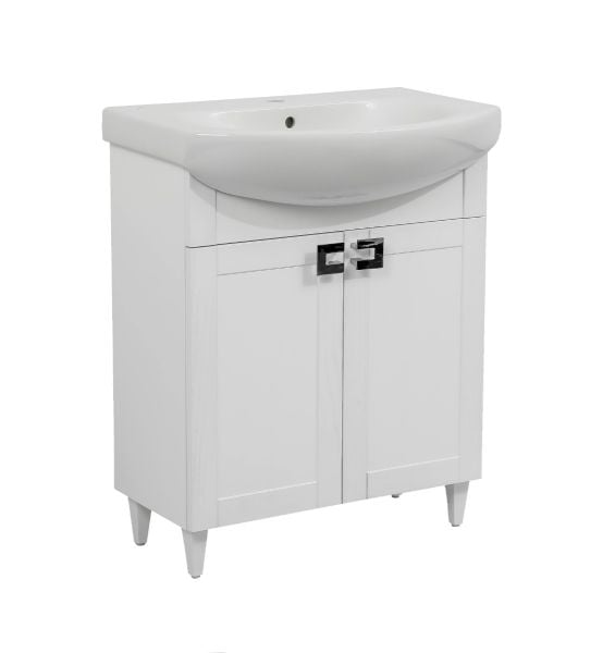 Modern Free standing Bathroom Vanity with Washbasin | Woodmix White Matte Collection | Non-Toxic Fire-Resistant MDF