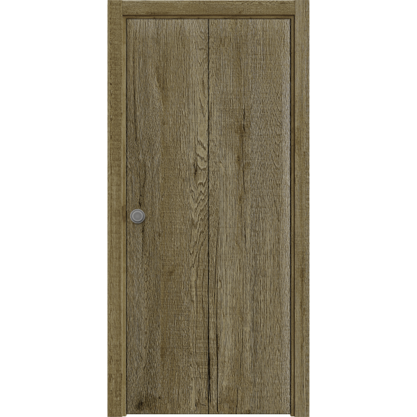 Sliding Closet Bi-fold Doors 36 x 80 inches | BASIC 3001 Antique Oak | Sturdy Tracks Moldings Trims Hardware Set | Wood Solid Bedroom Wardrobe Doors