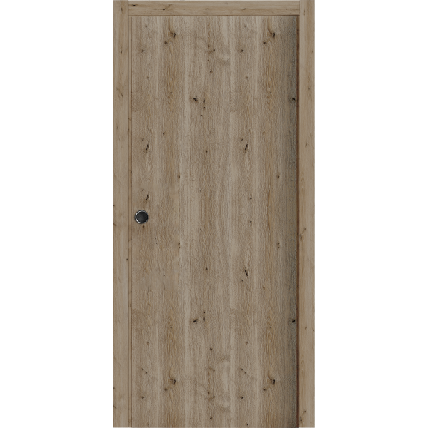 Sliding Pocket Door 18 x 84 inches | BASIC 3001 Caramel Oak | Kit Rail Hardware | Solid Wood Interior Bedroom Modern Doors
