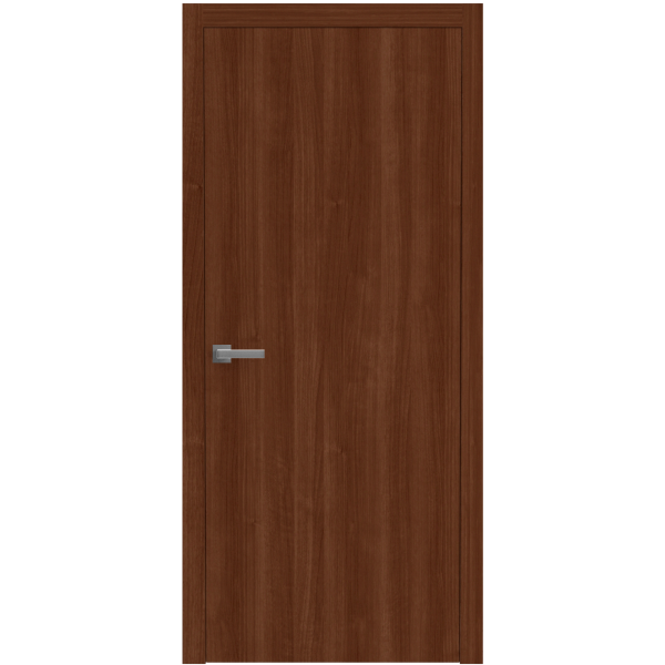 Interior Solid French Door 18 x 80 inches | BASIC 3001 Walnut | Single Regular Panel Frame Handle | Bathroom Bedroom Modern Doors