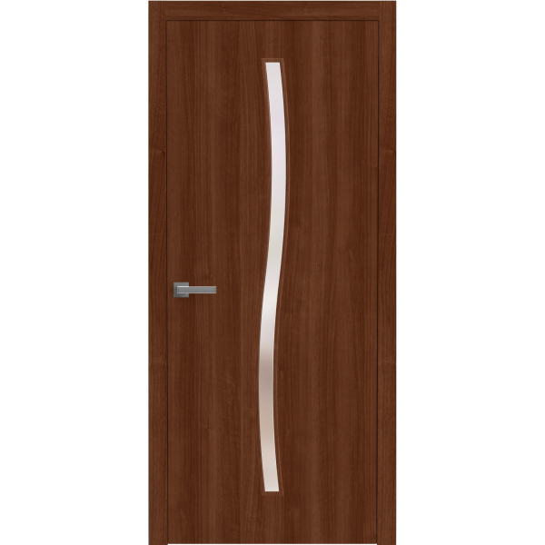 Interior Solid French Door 18 x 80 inches | BASIC 3002 Walnut | Single Regular Panel Frame Handle | Bathroom Bedroom Modern Doors