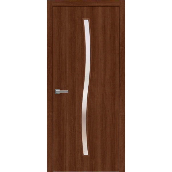 Interior Solid French Door 28 x 84 inches | BASIC 3002 Walnut | Single Regular Panel Frame Handle | Bathroom Bedroom Modern Doors