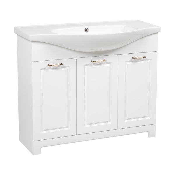 Modern Free Standing Bathroom Vanity with Washbasin | Classic White Matte Collection | Non-Toxic Fire-Resistant MDF-40"