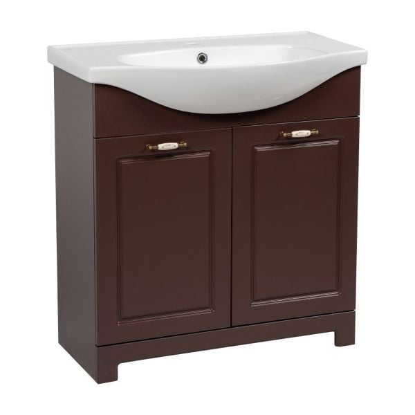 Modern Free Standing Bathroom Vanity with Washbasin | Classic Brown Matte Collection | Non-Toxic Fire-Resistant MDF