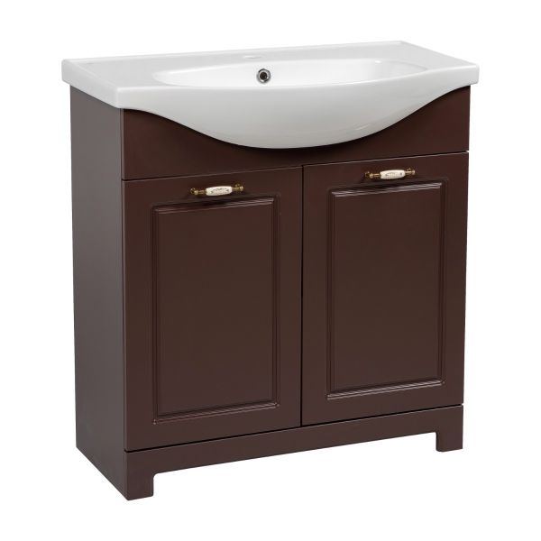 Modern Free Standing Bathroom Vanity with Washbasin | Classic Brown Matte Collection | Non-Toxic Fire-Resistant MDF-32"