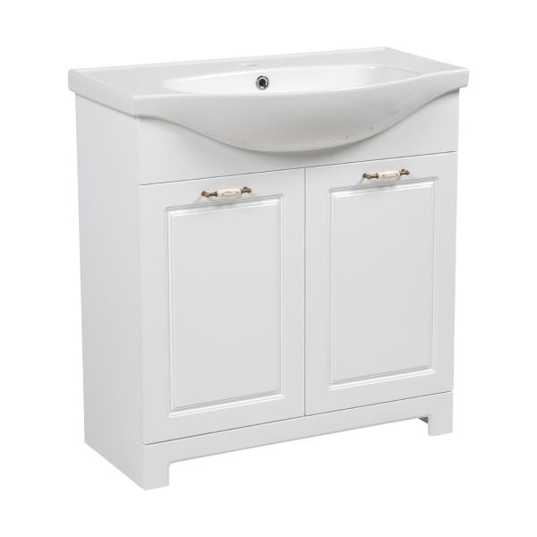 Modern Free Standing Bathroom Vanity with Washbasin | Classic White Matte Collection | Non-Toxic Fire-Resistant MDF
